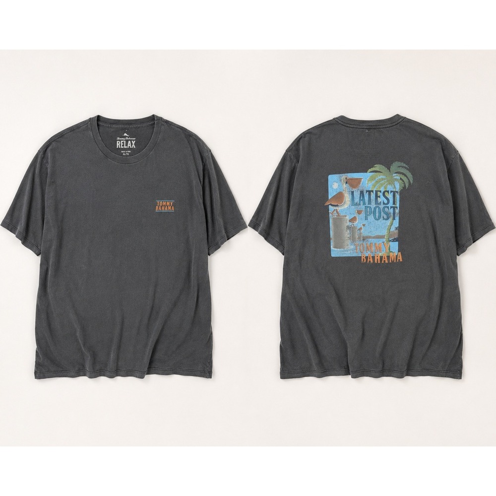 Tommy Bahama T-Shirt Mens XXL Gray Relax Pelican Graphic‎ Tee Y2K Coastal Dad